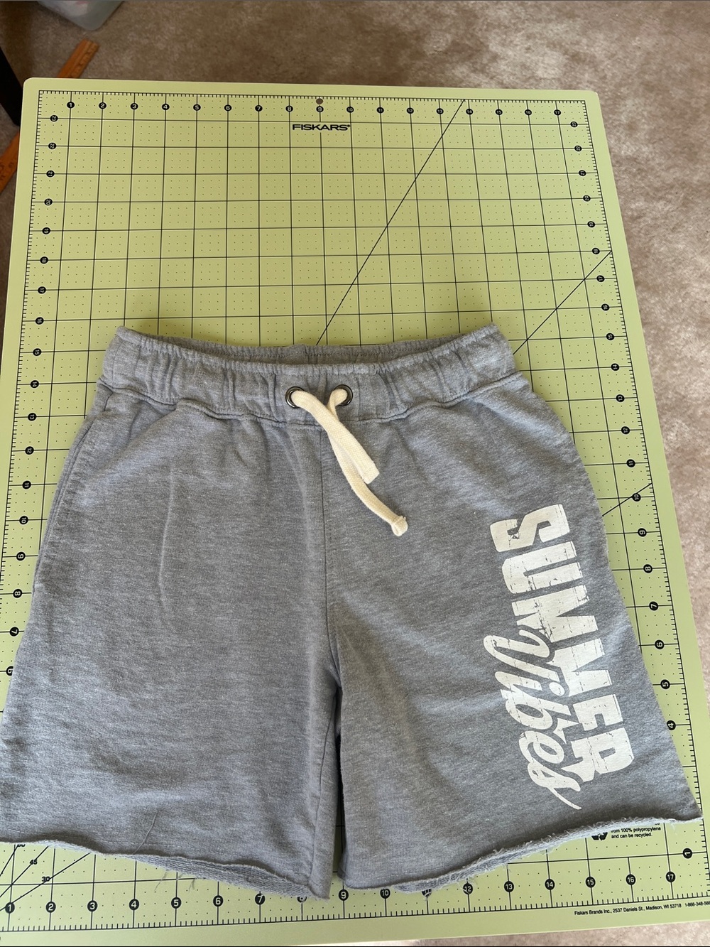 Cat & Jack Light Gray Lounge Shorts with Cream Drawstring